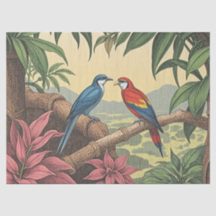 Tropische Vögel Kühne Illustration Seidenpapier
