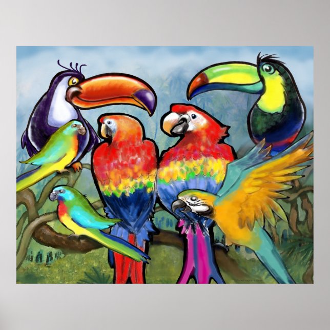 Tropische Vögel Poster (Vorne)