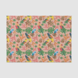 Tropische Vögel Rosa Blumenmuster Seidenpapier