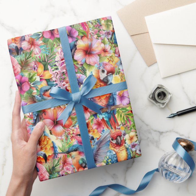 Tropische Vögel und Blume Geschenkpapier (Schenken)