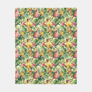 Tropische Vögel und Blume Sherpa Throw Blanket Fleecedecke