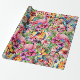 Tropische Vögel und Blumen Geschenkpapier