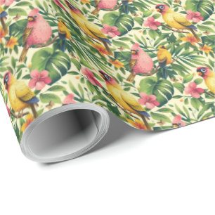 Tropische Vögel und Blumen Geschenkverpackungspapi Geschenkpapier