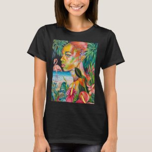 Tropische Vögel und Blumen - Orange Bliss Aufklebe T-Shirt