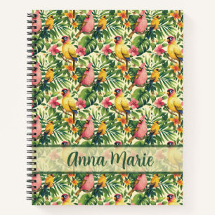 Tropische Vögel und Blumen Spiralblock Notizbuch