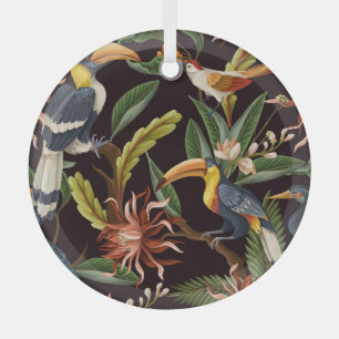Tropische Vögel: Vintage Blätter & Blumen Ornament Aus Glas