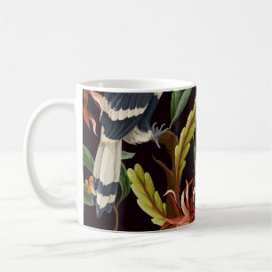 Tropische Vögel: Vintage Blätter und Blume Kaffeetasse