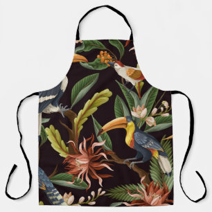 Tropische Vögel: Vintage-Blätter und Blumen Schürze