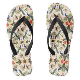 Tropische Vogel-Wasserfarben-Kunst-Pantoffeln Flip Flops