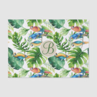 Tropische Vogelarten Blätter Chic Monogram Letter