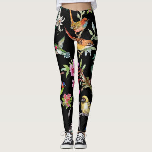 Tropische Vogelarten Blume: Wasserfarbmuster Leggings