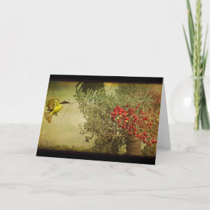 Tropische Vogelnisterei in der Weihnachtspalme Feiertagskarte