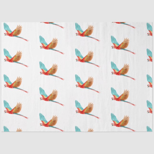 Tropische Vogelserie: Scarlet Macaw Design 2 Seidenpapier (Vorderseite)