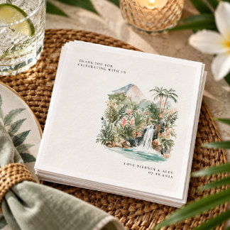 Tropische Vulkan- & Wasserfall-Hochzeit Serviette