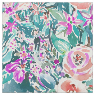 Tropische Wanderungs-BlumenAquarell-Muster Stoff