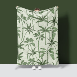 Tropische Wärme: Botanischer Palm Vintage-Salbei Fleecedecke