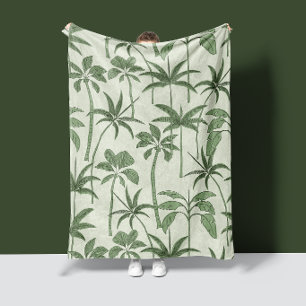 Tropische Wärme: Botanischer Palm Vintage-Salbei Fleecedecke