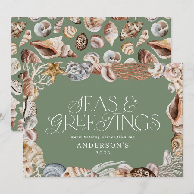 Tropische warme Weihnachtssee Grüße grün Feiertagskarte (Vorne/Hinten)