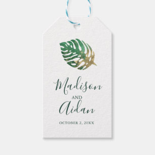 Tropische Wasser-Farbe Gold Leaf Gastgeschenk Hoch Geschenkanhänger