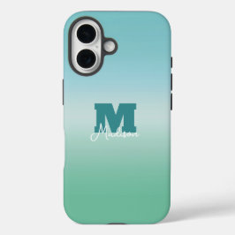 Tropische Wasser Gradient Monogramm Name  iPhone 16 Hülle
