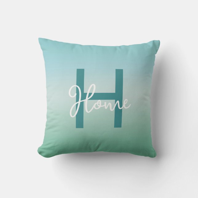 Tropische Wasser Gradient Monogramm Name  Kissen (Vorderseite)