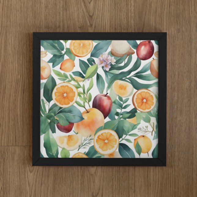 Tropische Wasserfarbe Harmonie von Obst und Blätte Poster (Von Creator hochgeladen)