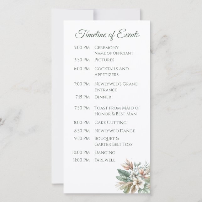 Tropische Wasserfarbe - Hochzeitsprogramm - (Rückseite)