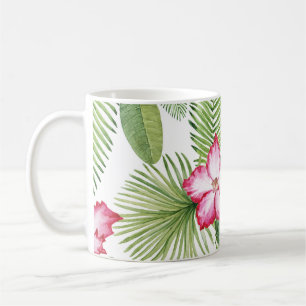 Tropische Wasserfarbe: Nahtloses Muster Kaffeetasse