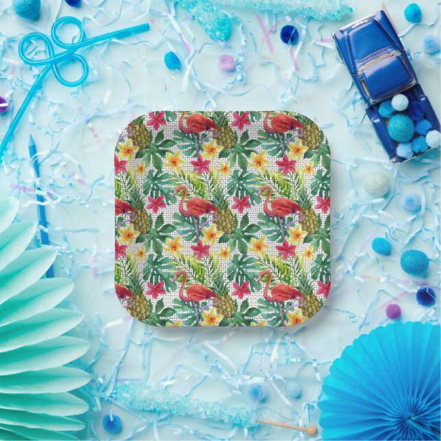 Tropische Wasserfarbe Pappteller (Party)