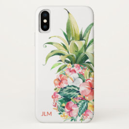 Tropische Wasserfarben Ananas mit Monogramm Case-Mate iPhone Hülle