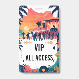 Tropische Wasserfarben-Strand-DJ-Party VIP Ausweis