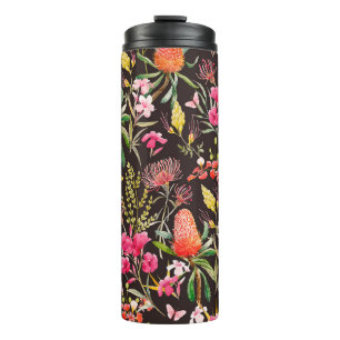 tropische Wasserfarbenmuster , Blume, Banken Thermosbecher