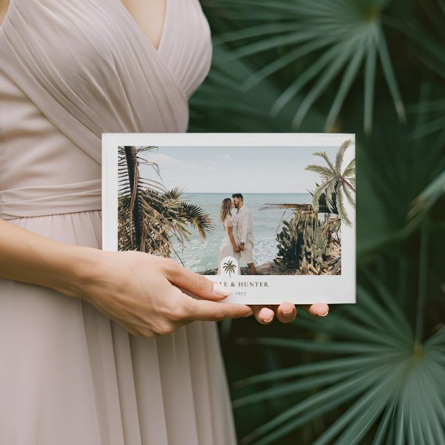 Tropische Wasserfarbenpalmen Hochzeitsfeiern Foto Gästebuch (Tropical Watercolor Palm Trees Wedding Photo Guest Book)