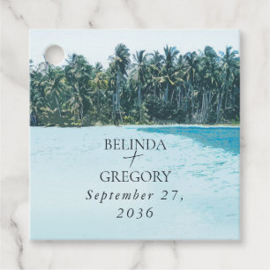 Tropische Wasserfarbenpalmen und Hochzeiten am Str Geschenkanhänger