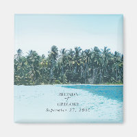 Tropische Wasserfarbenpalmen und Hochzeiten am Str