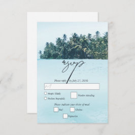 Tropische Wasserfarbenpalmen und Hochzeiten am Str RSVP Karte