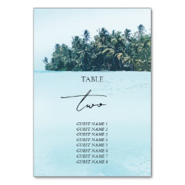 Tropische Wasserfarbenpalmen und Hochzeiten am Str Tischnummer