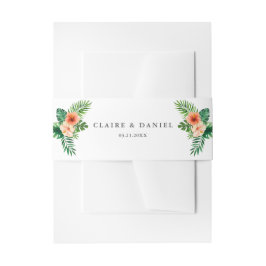 Tropische Wasserfarbenwelt Blühende Hochzeit Einladungsbanderole