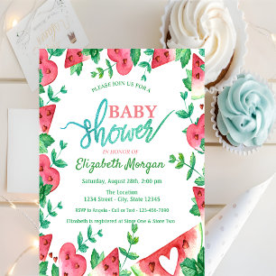 Tropische Wassermelone Grüne Babyparty Einladung