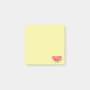 Tropische Wassermelonenfrucht auf gelben Post-it-N Post-it Klebezettel