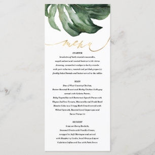 Tropische Wasserpalme + Goldhochzeit Menükarte