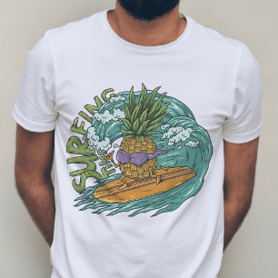 Tropische Wave Ananas Surf Beach Sommer T-Shirt
