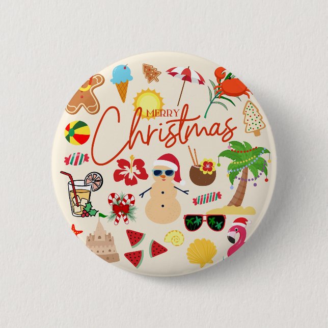 Tropische Weihnachten Button (Vorderseite)