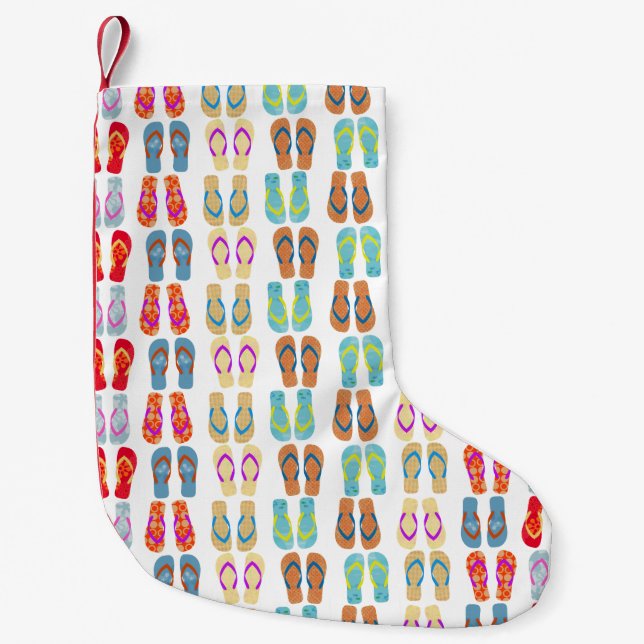 Tropische Weihnachten Flip Flops Beach Urlaub Kleiner Weihnachtsstrumpf (Vorderseite)