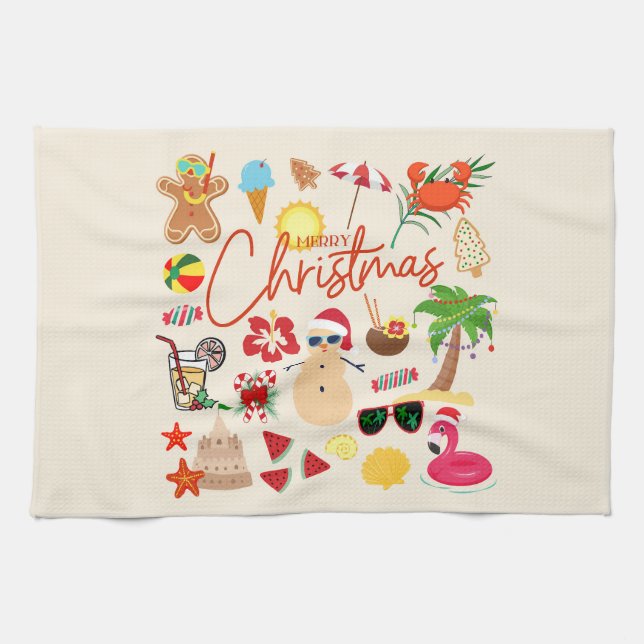 Tropische Weihnachten Geschirrtuch (Horizontal)