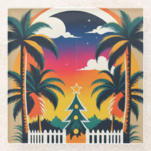 Tropische Weihnachten Glasuntersetzer