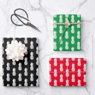 Tropische Weihnachten im Juli Ananas Druck Geschenkpapier Set