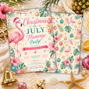 Tropische Weihnachten im Juli Flamingo-Party Einladung