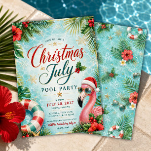 Tropische Weihnachten im Juli-Poolparty Einladung