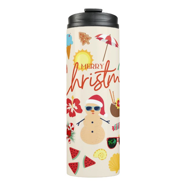 Tropische Weihnachten Thermosbecher (Vorderseite)